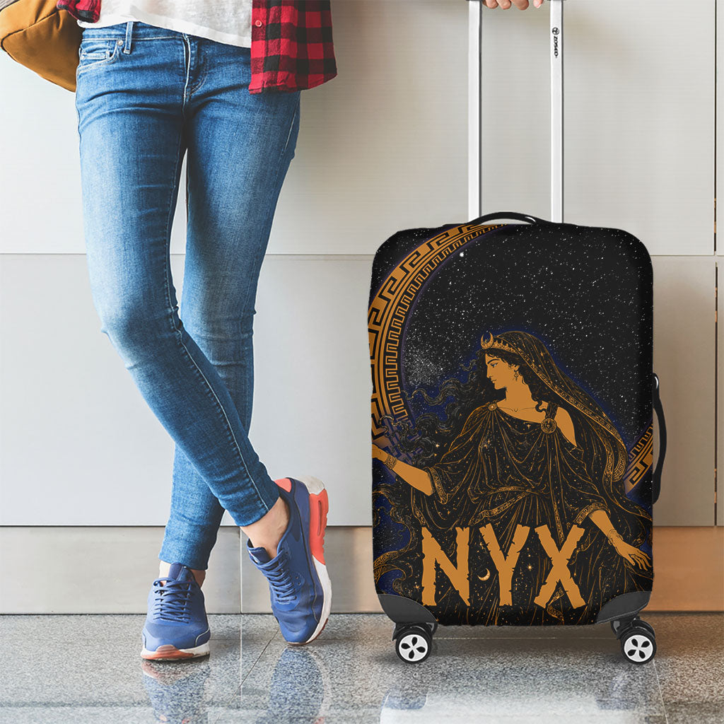 Greek Mythology Nyx Luggage Cover Starry Night Classical Art Greek Key Pattern