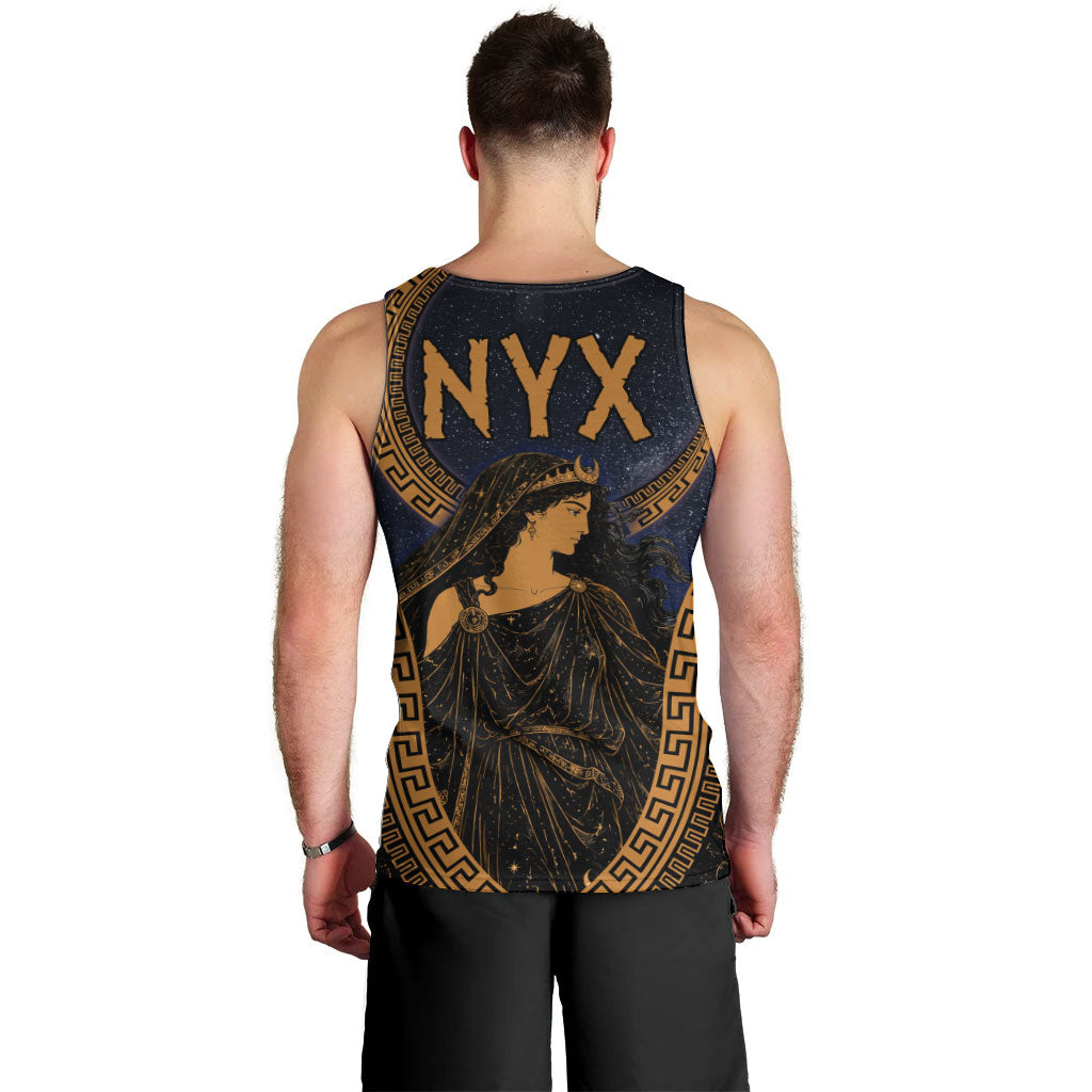 Greek Mythology Nyx Men Tank Top Starry Night Classical Art Greek Key Pattern
