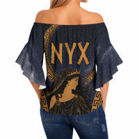 Greek Mythology Nyx Off Shoulder Wrap Waist Top Starry Night Classical Art Greek Key Pattern