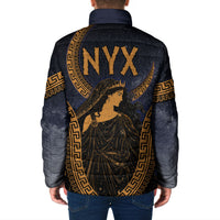 Greek Mythology Nyx Padded Jacket Starry Night Classical Art Greek Key Pattern