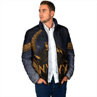 Greek Mythology Nyx Padded Jacket Starry Night Classical Art Greek Key Pattern