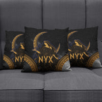 Greek Mythology Nyx Pillow Cover Starry Night Classical Art Greek Key Pattern