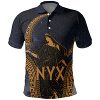 Greek Mythology Nyx Polo Shirt Starry Night Classical Art Greek Key Pattern