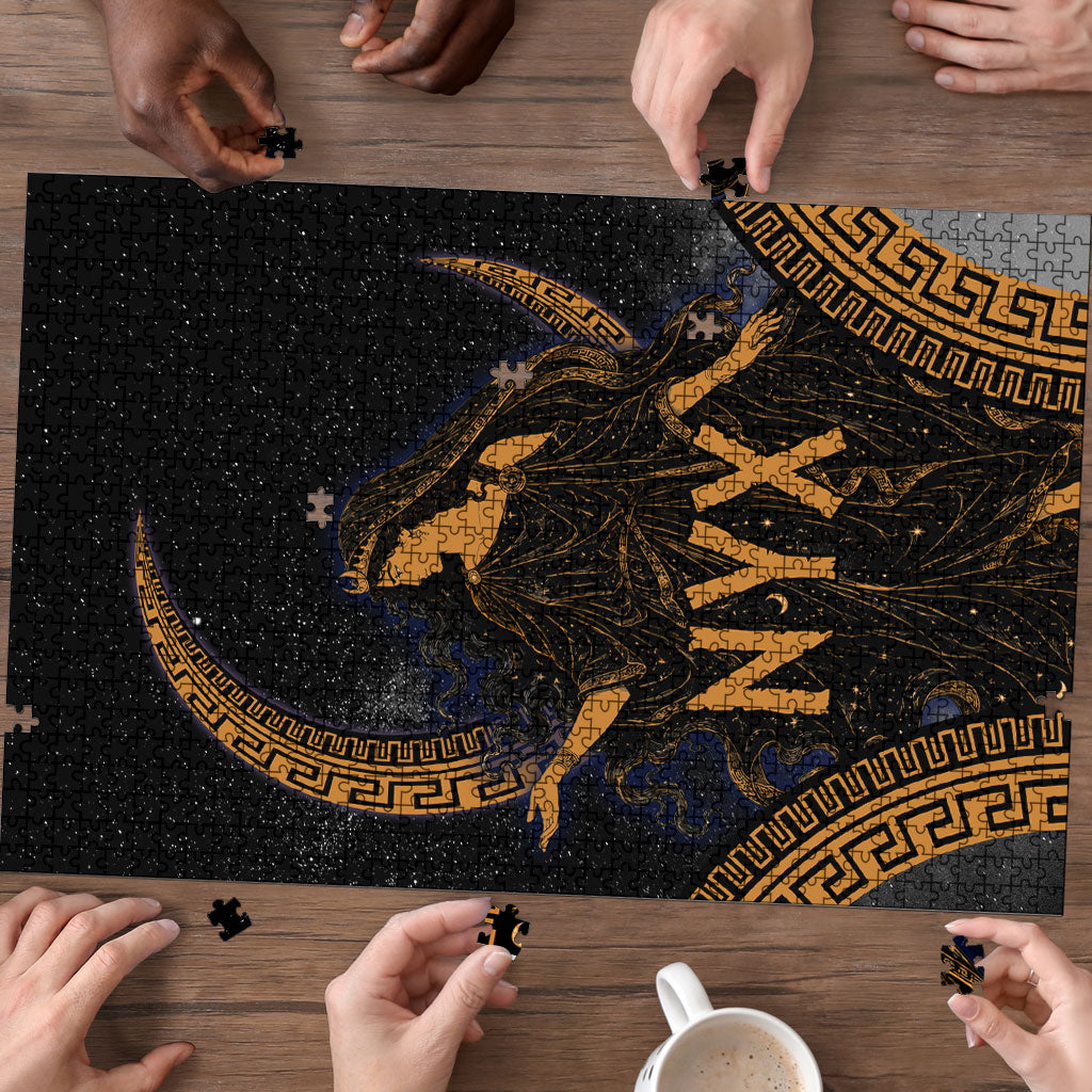 Greek Mythology Nyx Puzzle Starry Night Classical Art Greek Key Pattern