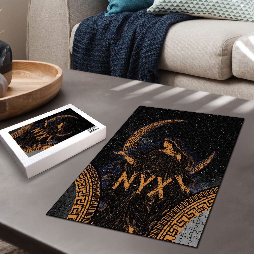 Greek Mythology Nyx Puzzle Starry Night Classical Art Greek Key Pattern
