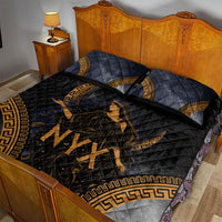 Greek Mythology Nyx Quilt Bed Set Starry Night Classical Art Greek Key Pattern