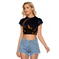 Greek Mythology Nyx Raglan Cropped T Shirt Starry Night Classical Art Greek Key Pattern