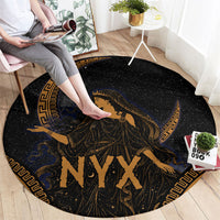 Greek Mythology Nyx Round Carpet Starry Night Classical Art Greek Key Pattern
