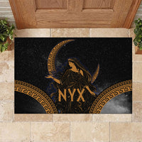 Greek Mythology Nyx Rubber Doormat Starry Night Classical Art Greek Key Pattern