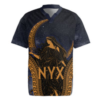 Greek Mythology Nyx Rugby Jersey Starry Night Classical Art Greek Key Pattern