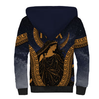 Greek Mythology Nyx Sherpa Hoodie Starry Night Classical Art Greek Key Pattern