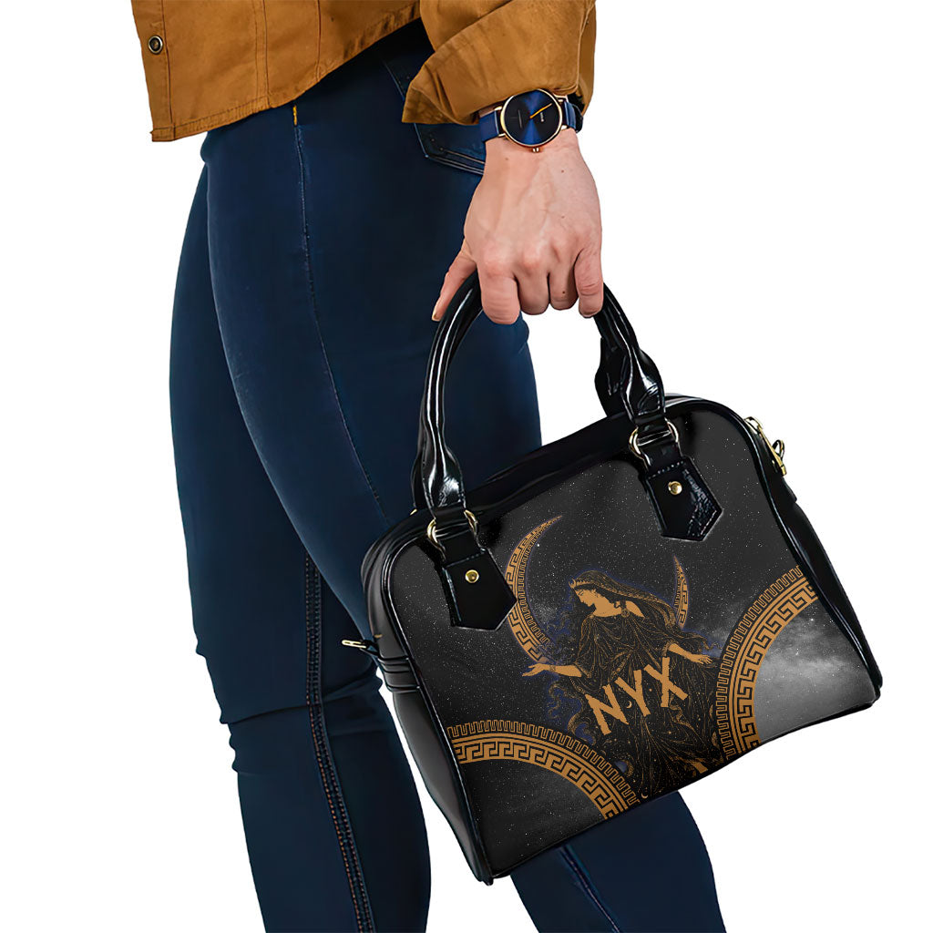 Greek Mythology Nyx Shoulder Handbag Starry Night Classical Art Greek Key Pattern