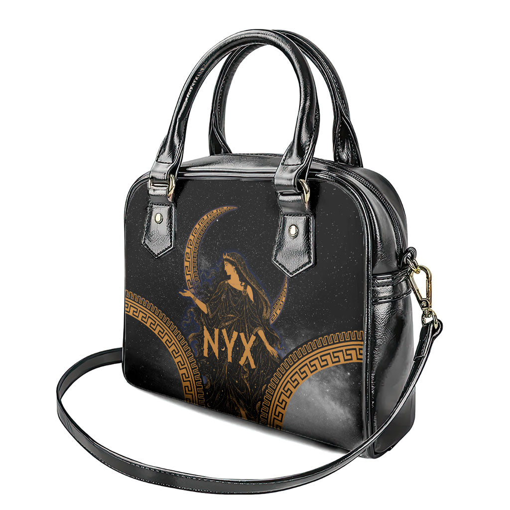 Greek Mythology Nyx Shoulder Handbag Starry Night Classical Art Greek Key Pattern