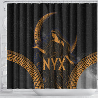 Greek Mythology Nyx Shower Curtain Starry Night Classical Art Greek Key Pattern