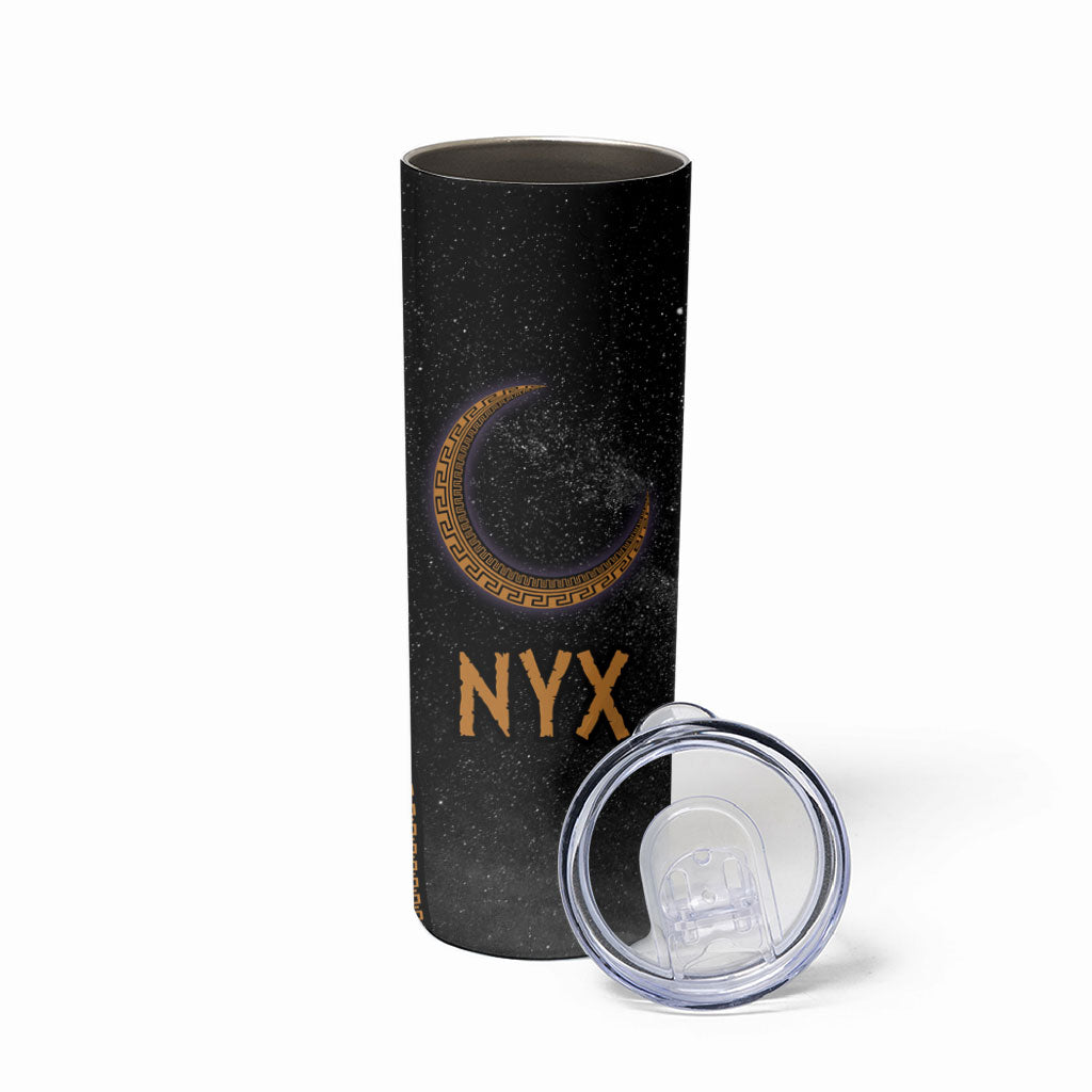 Greek Mythology Nyx Skinny Tumbler Starry Night Classical Art Greek Key Pattern