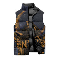 Greek Mythology Nyx Sleeveless Puffer Jacket Starry Night Classical Art Greek Key Pattern