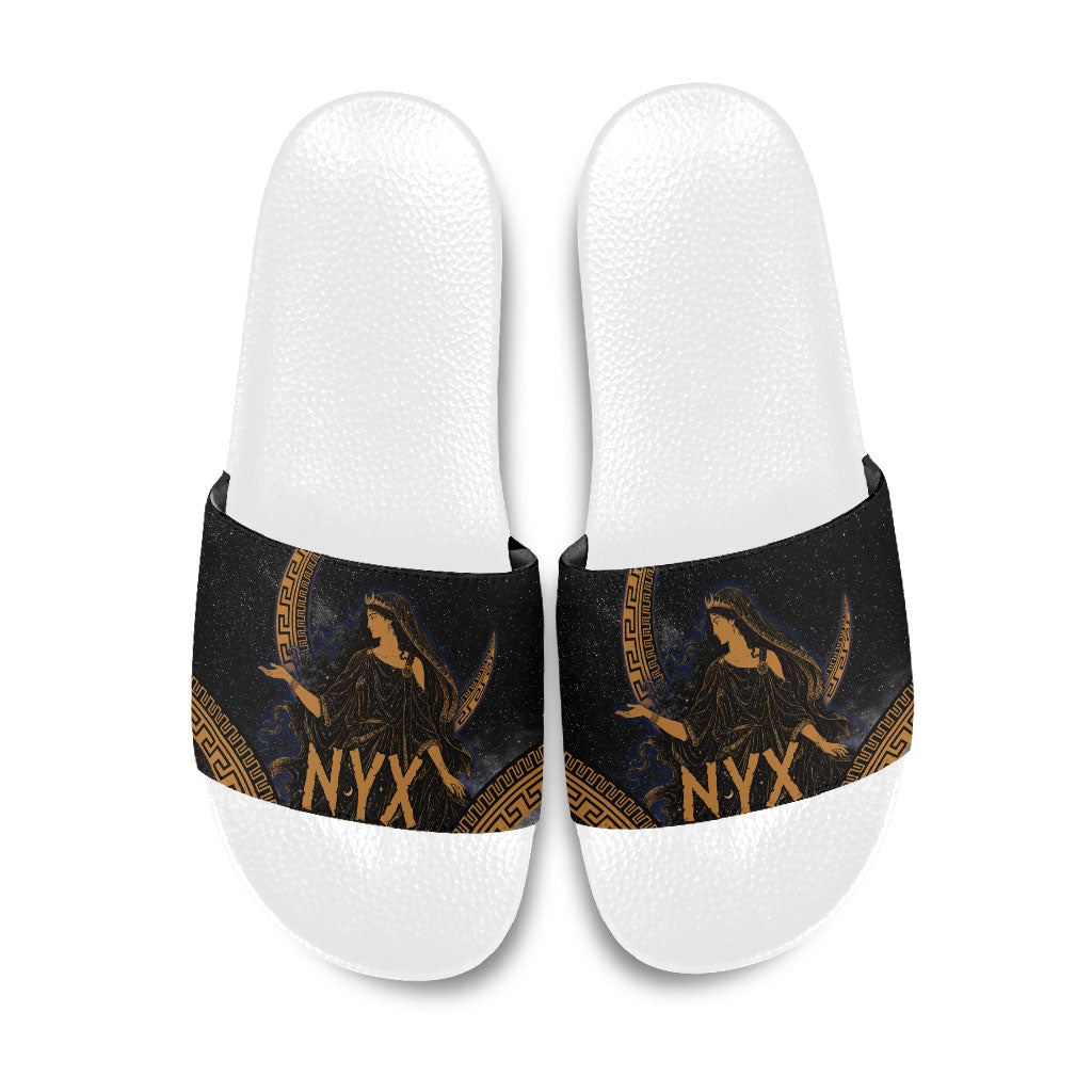 Greek Mythology Nyx Slide Sandals Starry Night Classical Art Greek Key Pattern