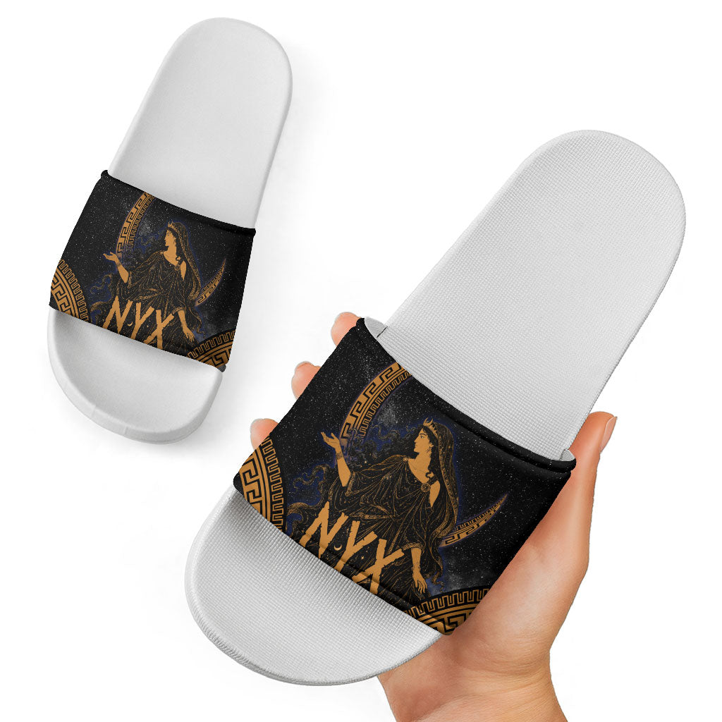 Greek Mythology Nyx Slide Sandals Starry Night Classical Art Greek Key Pattern