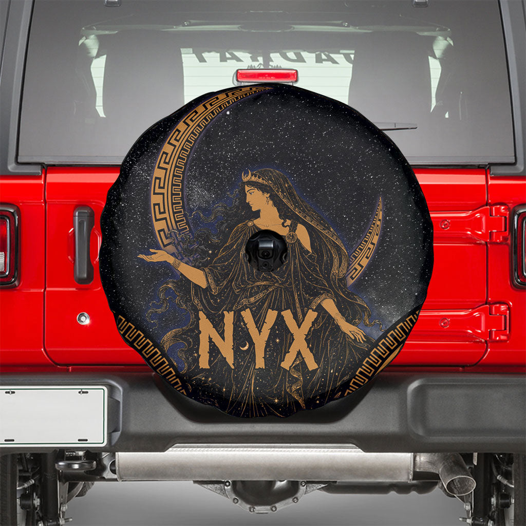 Greek Mythology Nyx Spare Tire Cover Starry Night Classical Art Greek Key Pattern