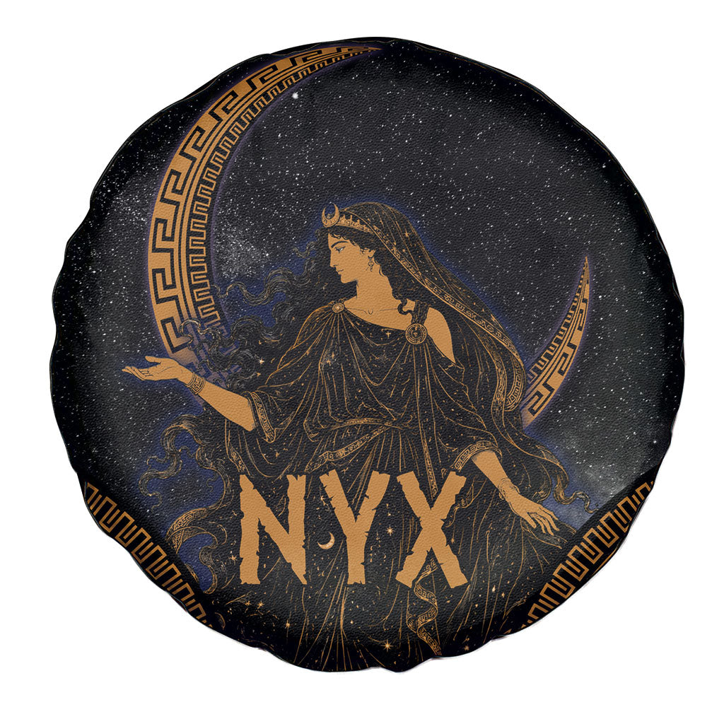 Greek Mythology Nyx Spare Tire Cover Starry Night Classical Art Greek Key Pattern