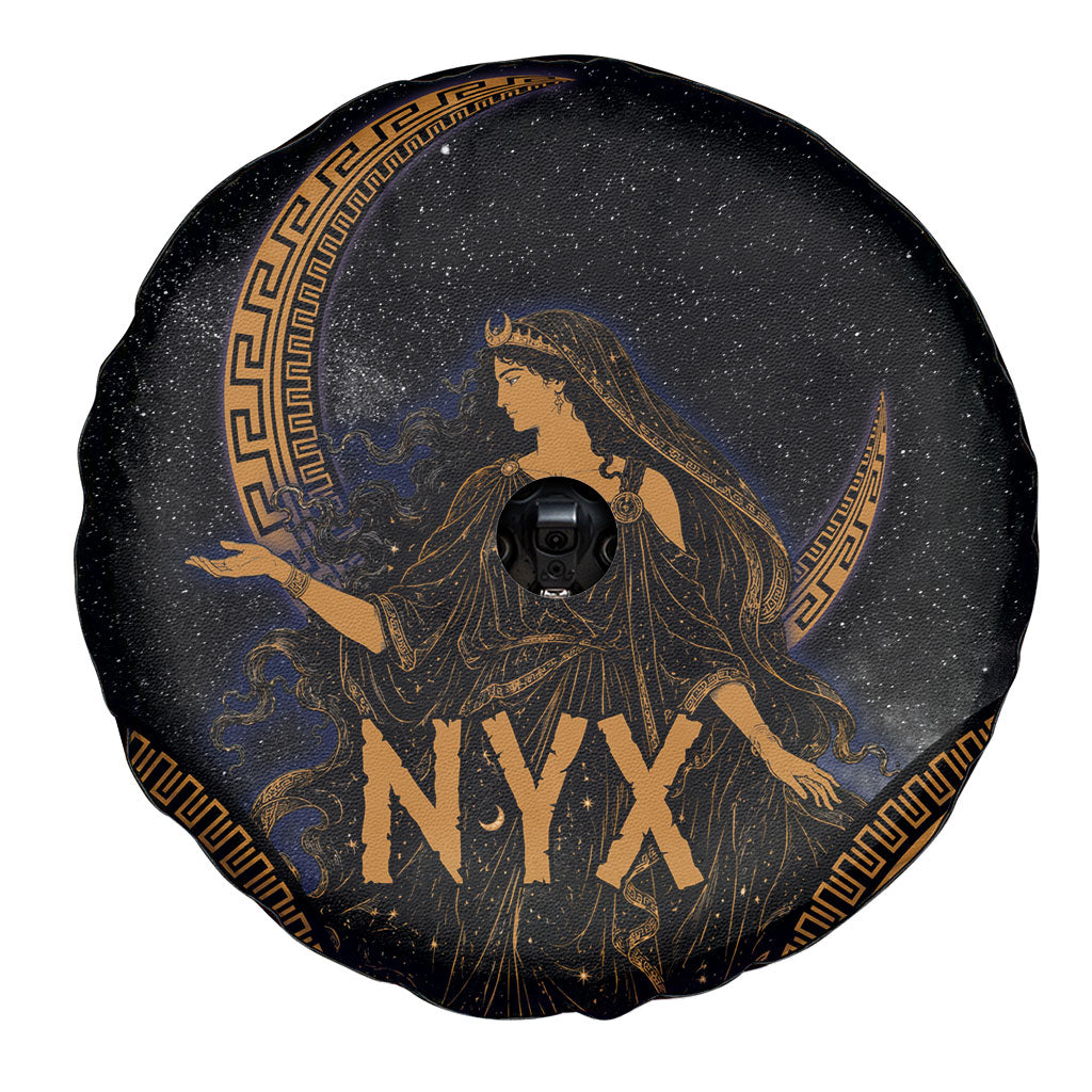 Greek Mythology Nyx Spare Tire Cover Starry Night Classical Art Greek Key Pattern