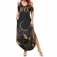 Greek Mythology Nyx Summer Maxi Dress Starry Night Classical Art Greek Key Pattern