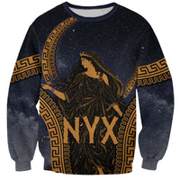 Greek Mythology Nyx Sweatshirt Starry Night Classical Art Greek Key Pattern