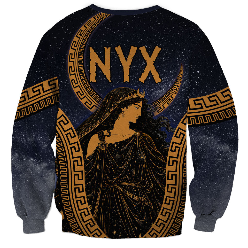 Greek Mythology Nyx Sweatshirt Starry Night Classical Art Greek Key Pattern