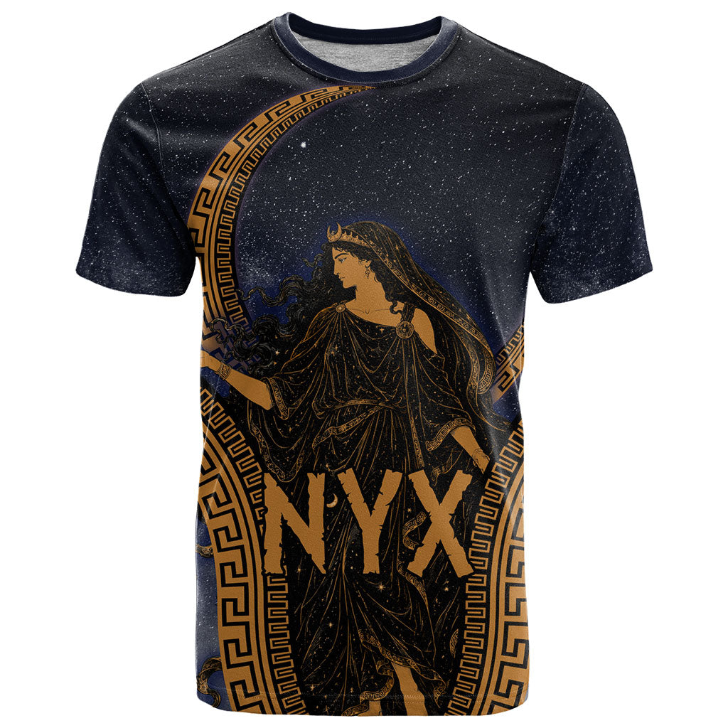 Greek Mythology Nyx T Shirt Starry Night Classical Art Greek Key Pattern