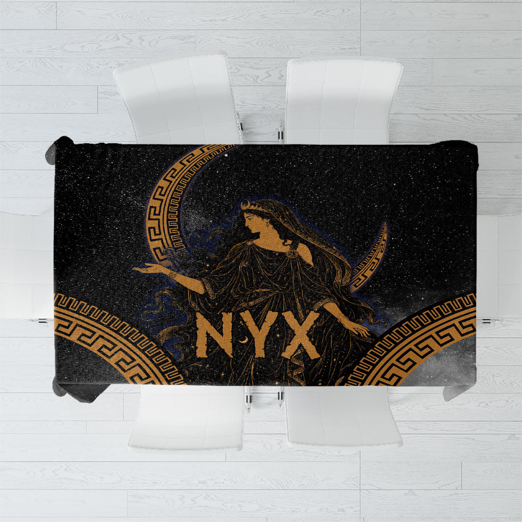 Greek Mythology Nyx Tablecloth Starry Night Classical Art Greek Key Pattern