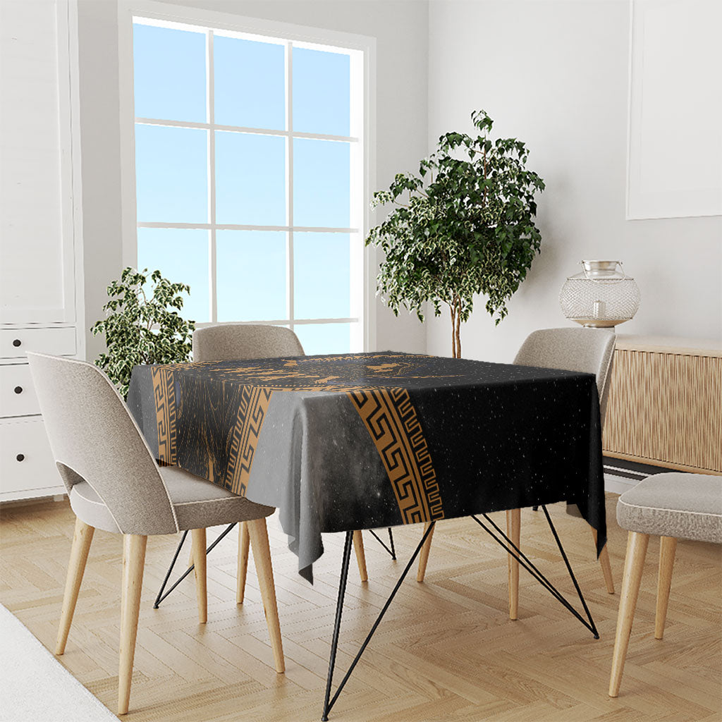 Greek Mythology Nyx Tablecloth Starry Night Classical Art Greek Key Pattern