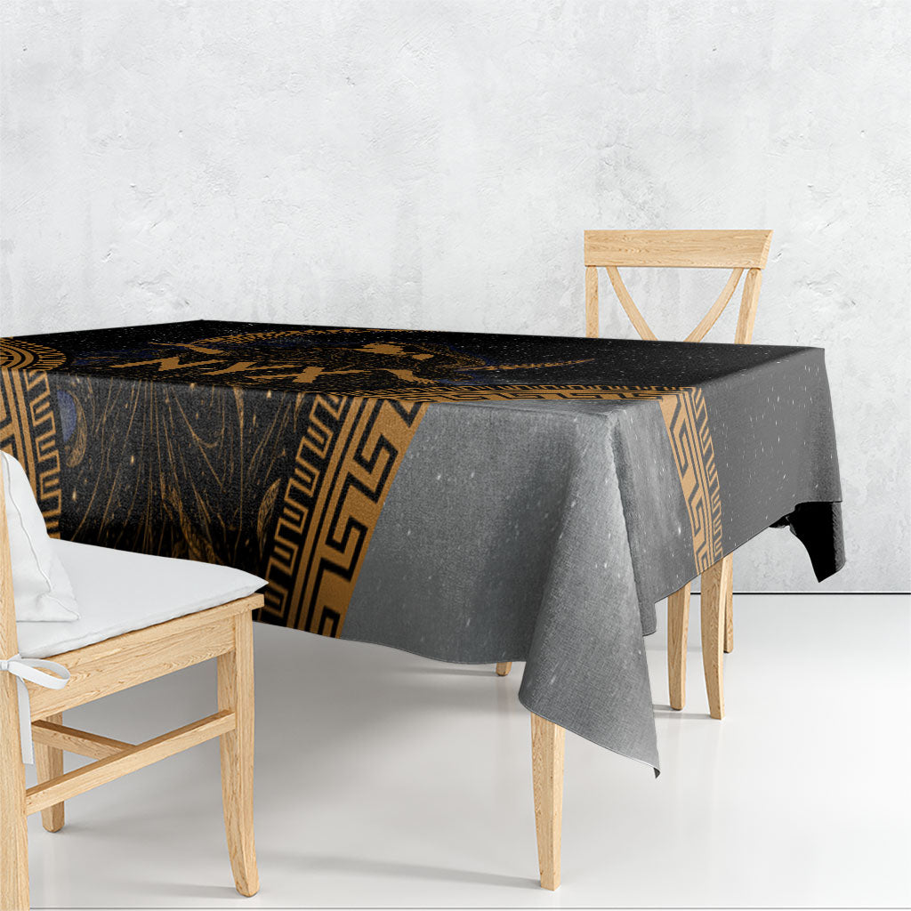 Greek Mythology Nyx Tablecloth Starry Night Classical Art Greek Key Pattern