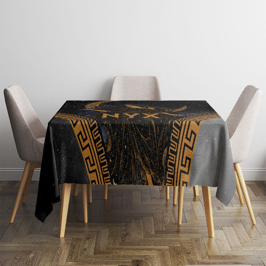 Greek Mythology Nyx Tablecloth Starry Night Classical Art Greek Key Pattern