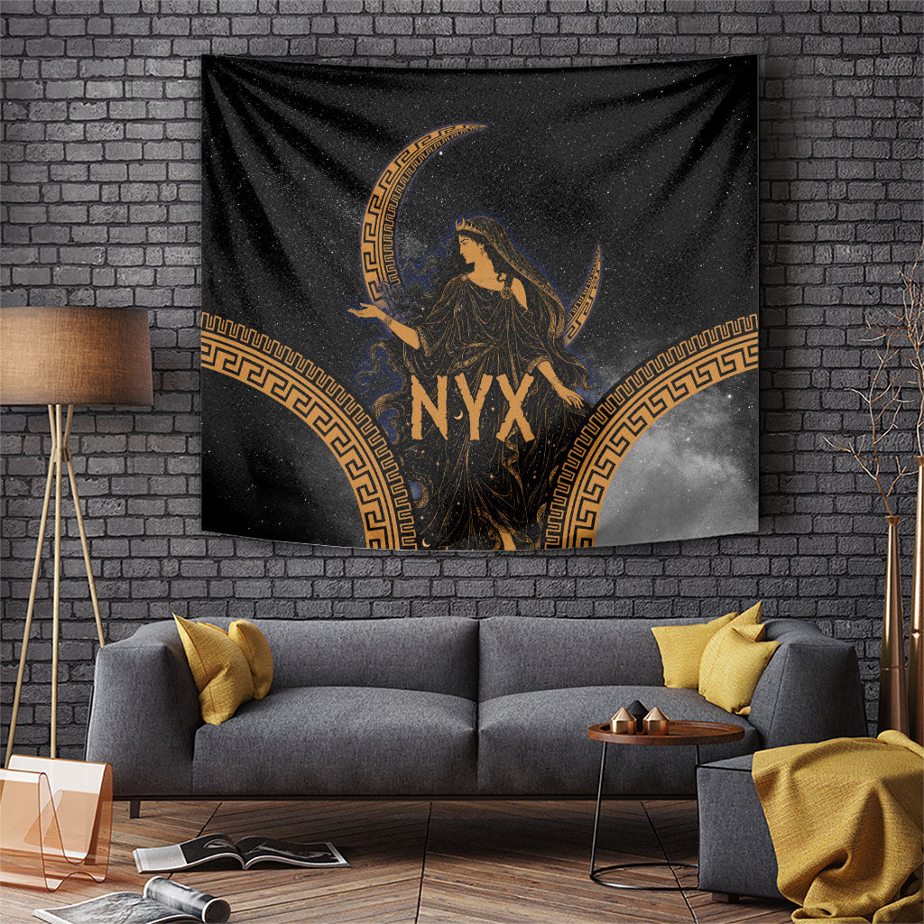 Greek Mythology Nyx Tapestry Starry Night Classical Art Greek Key Pattern