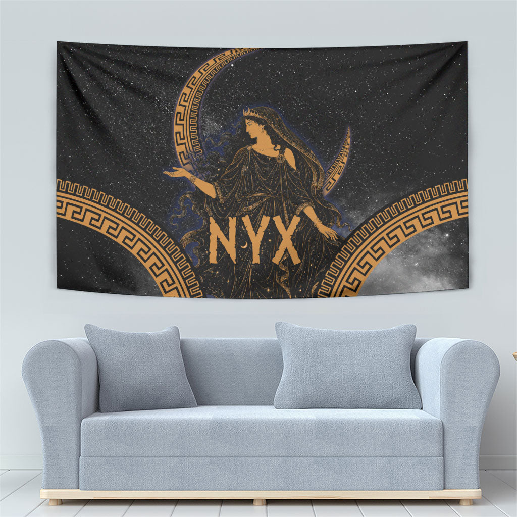 Greek Mythology Nyx Tapestry Starry Night Classical Art Greek Key Pattern