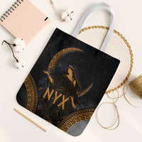 Greek Mythology Nyx Tote Bag Starry Night Classical Art Greek Key Pattern
