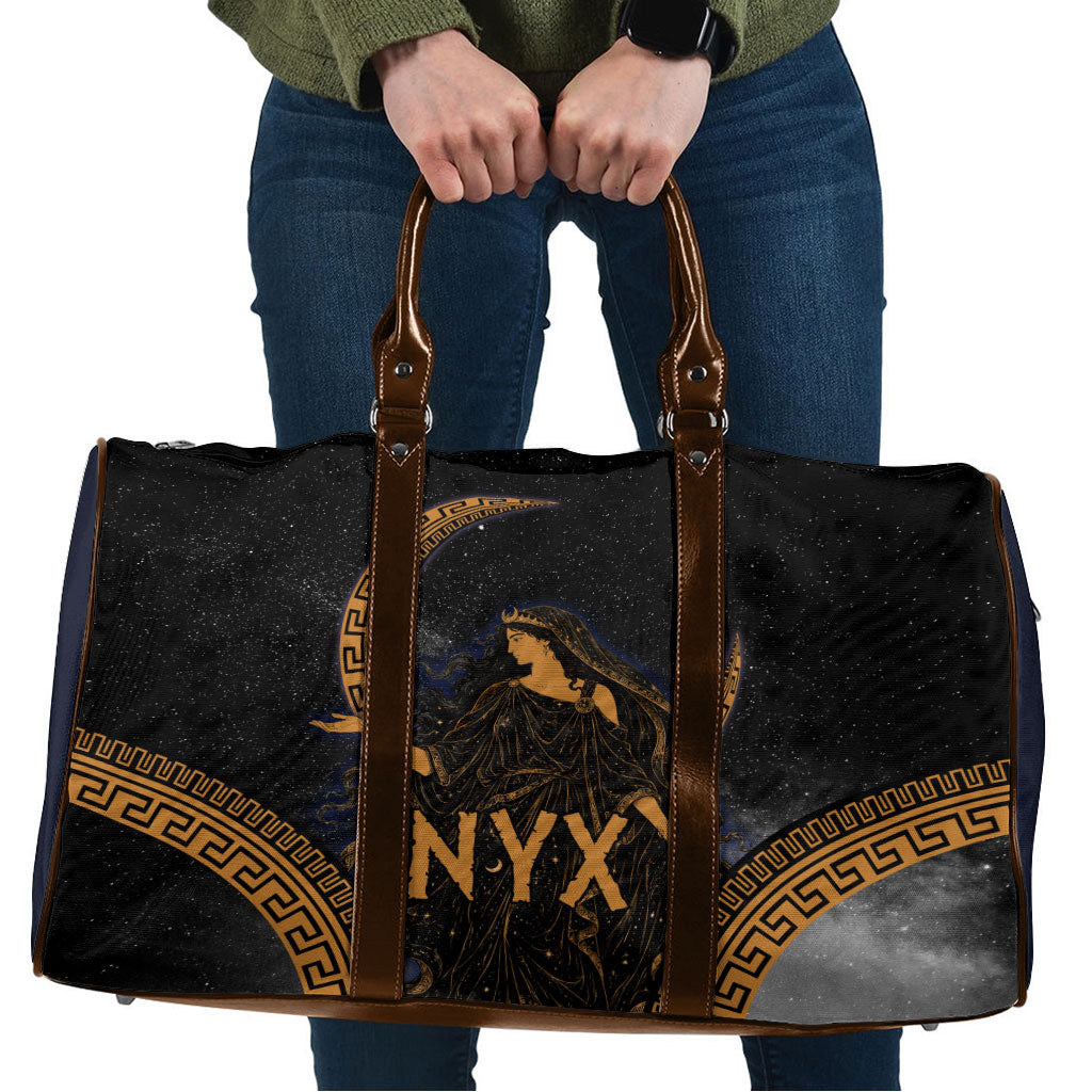 Greek Mythology Nyx Travel Bag Starry Night Classical Art Greek Key Pattern