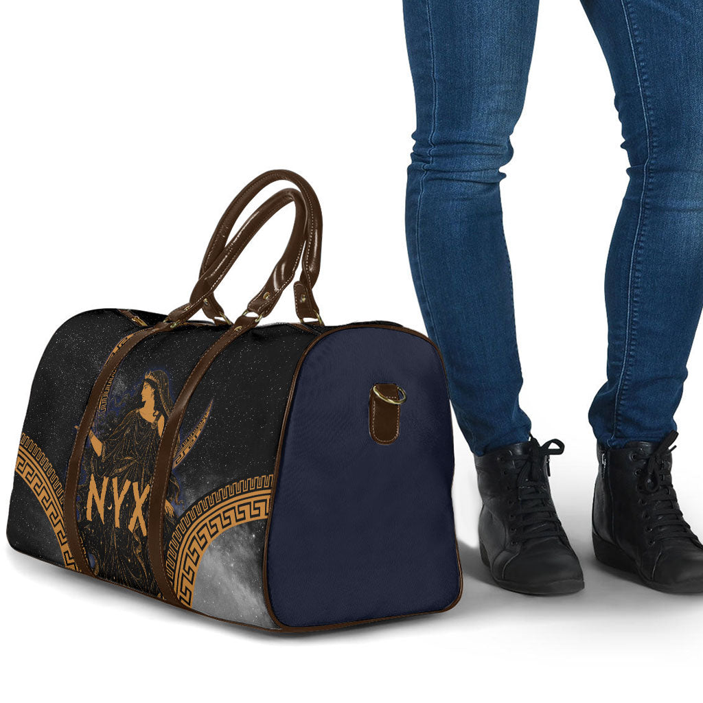 Greek Mythology Nyx Travel Bag Starry Night Classical Art Greek Key Pattern