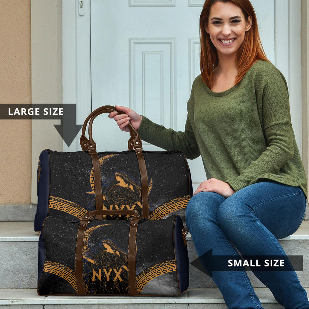 Greek Mythology Nyx Travel Bag Starry Night Classical Art Greek Key Pattern