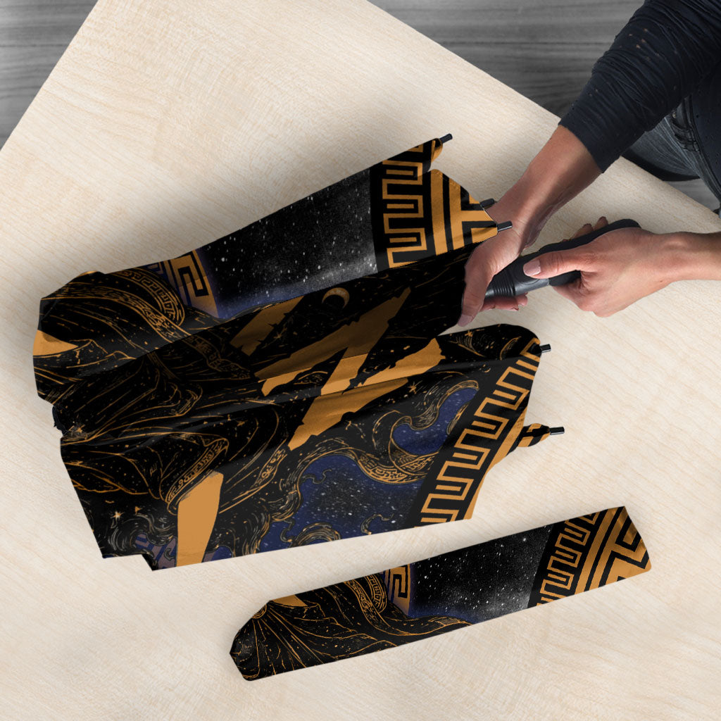 Greek Mythology Nyx Umbrella Starry Night Classical Art Greek Key Pattern