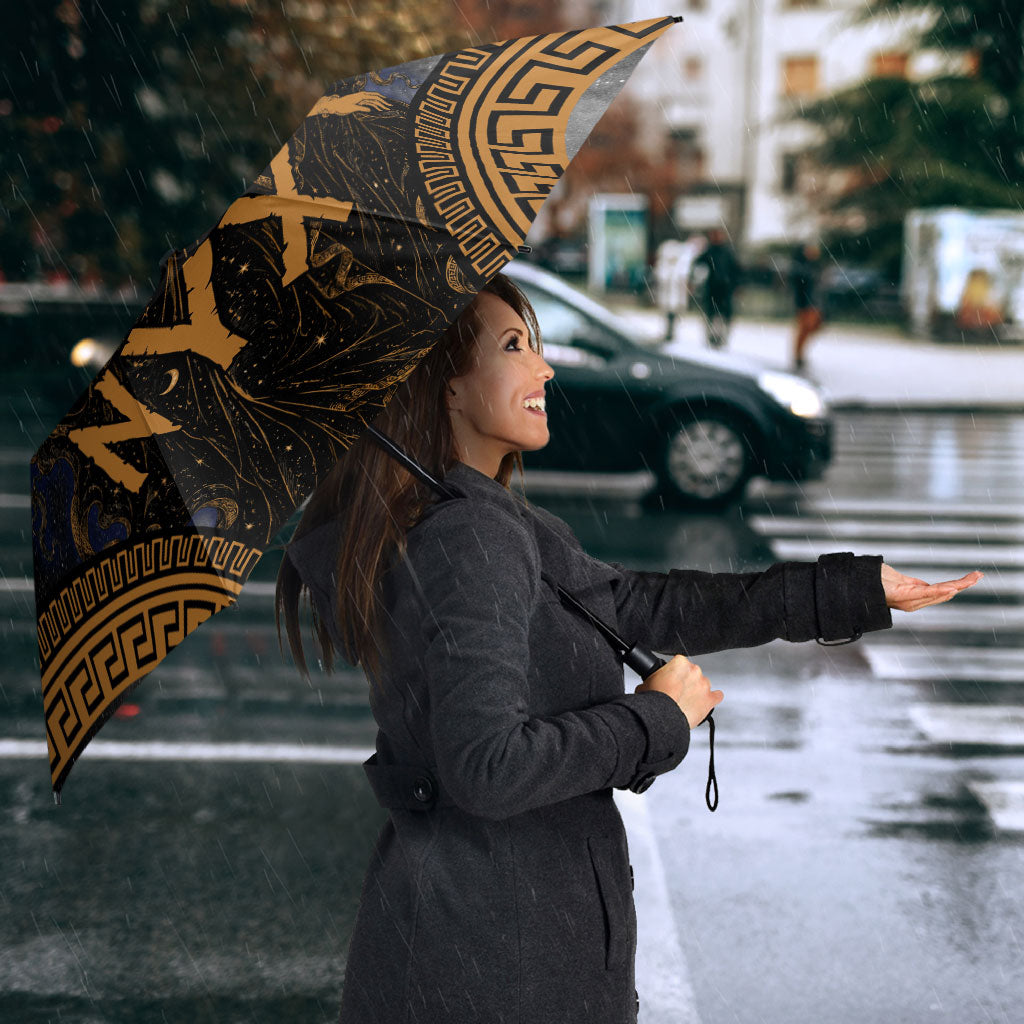 Greek Mythology Nyx Umbrella Starry Night Classical Art Greek Key Pattern