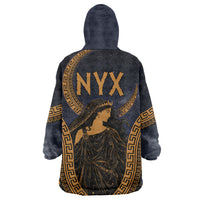 Greek Mythology Nyx Wearable Blanket Hoodie Starry Night Classical Art Greek Key Pattern