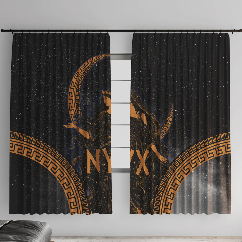 Greek Mythology Nyx Window Curtain Starry Night Classical Art Greek Key Pattern