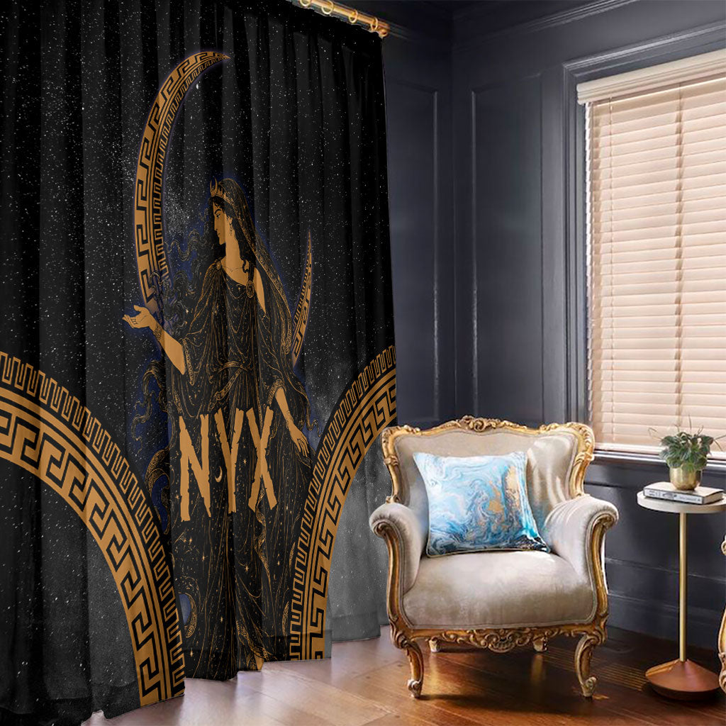 Greek Mythology Nyx Window Curtain Starry Night Classical Art Greek Key Pattern