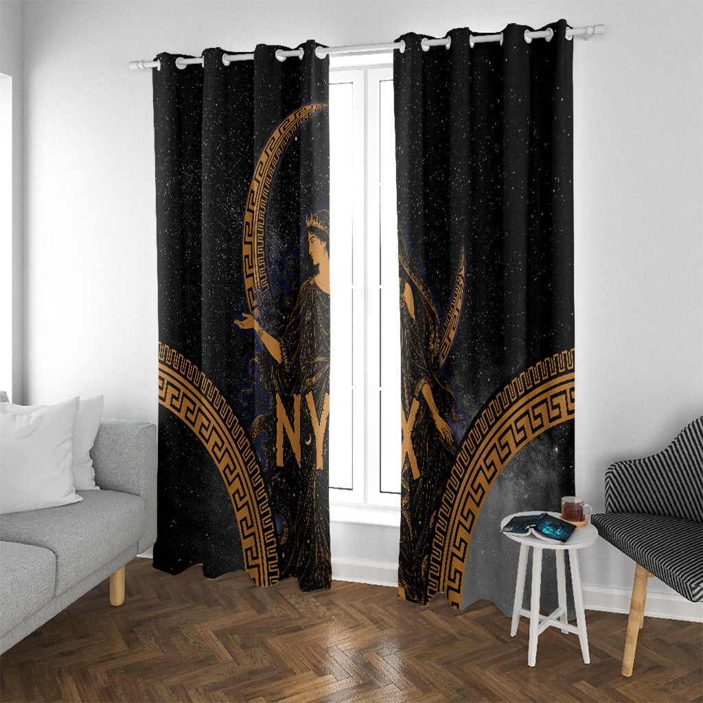Greek Mythology Nyx Window Curtain Starry Night Classical Art Greek Key Pattern
