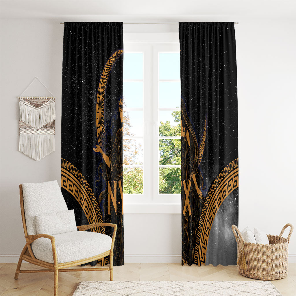 Greek Mythology Nyx Window Curtain Starry Night Classical Art Greek Key Pattern
