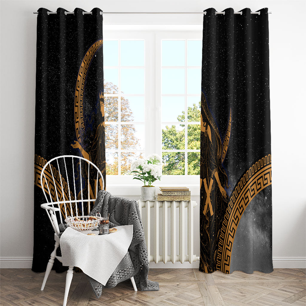 Greek Mythology Nyx Window Curtain Starry Night Classical Art Greek Key Pattern