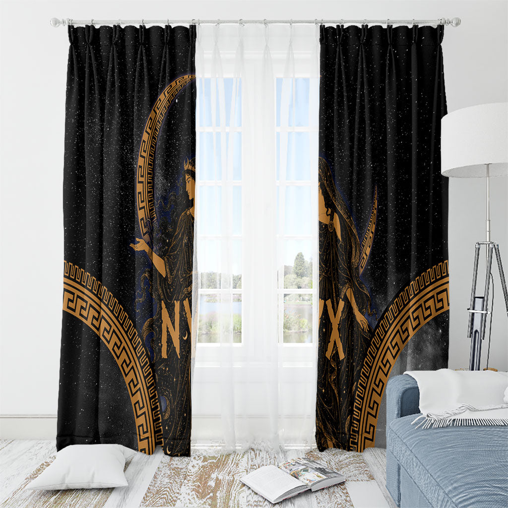 Greek Mythology Nyx Window Curtain Starry Night Classical Art Greek Key Pattern