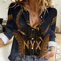 Greek Mythology Nyx Women Casual Shirt Starry Night Classical Art Greek Key Pattern