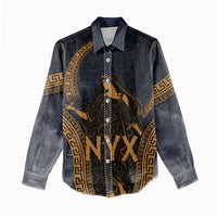 Greek Mythology Nyx Women Casual Shirt Starry Night Classical Art Greek Key Pattern